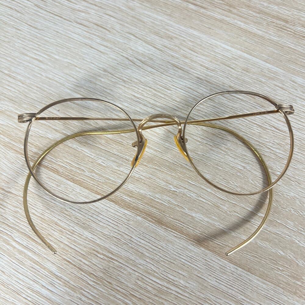 Vintage American Optical AO 1/10 12k GF Wire Rim Round Eyeglasses FRAMES 47-20